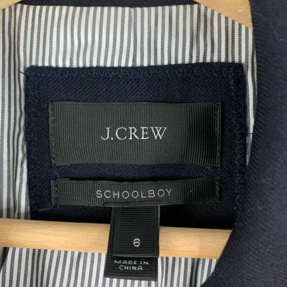J. Crew Women's Schoolboy Blazer Jacket Navy Blue Wool Stretch Gold 2 Button 6 - Picture 4 of 11